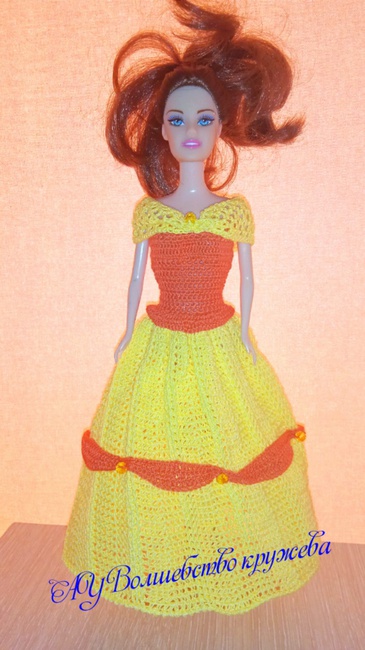 Вяжем платье спицами для куклы Барби со схемами и описанием