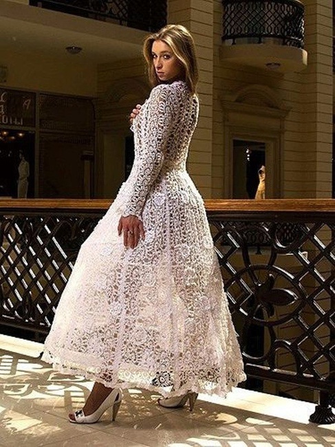 Вязаное свадебное платье А-силуэта | Дом невест