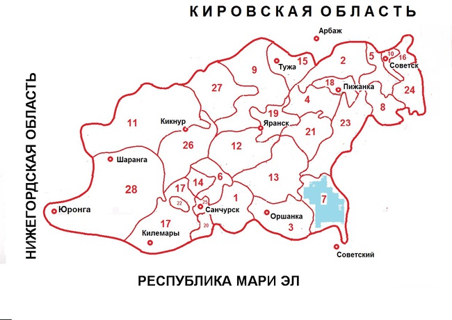 Карта яранского района кировской области все деревни